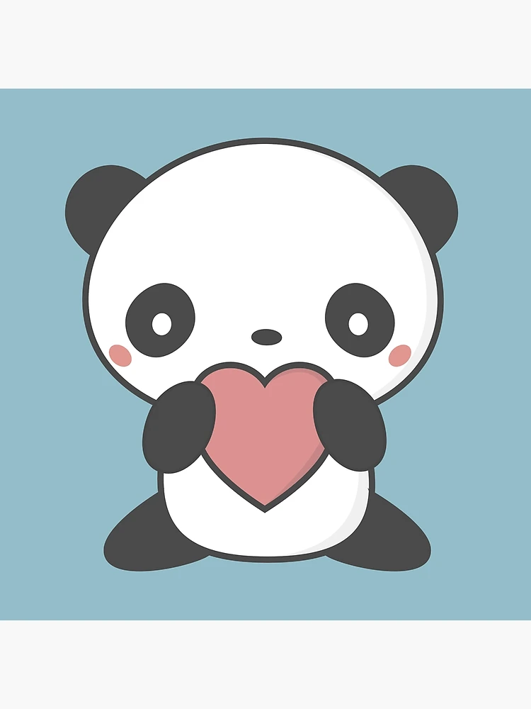 Cute Kawaii Panda Hugs a Heart · Creative Fabrica