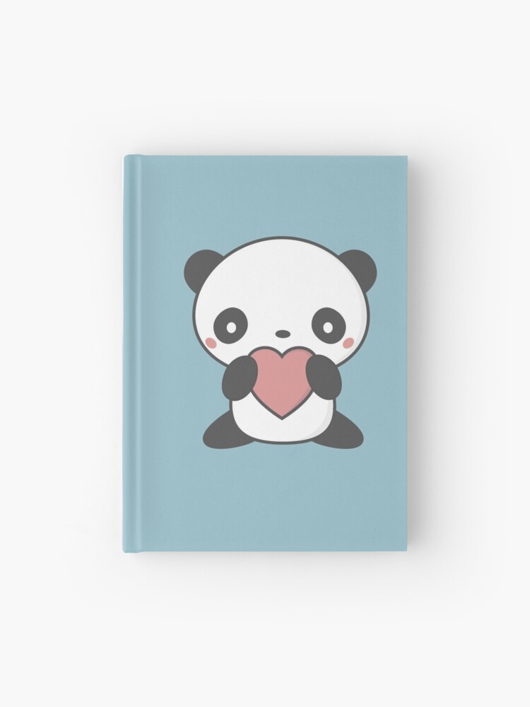 Kawaii Cute Panda With A Heart T-Shirt Hardcover Journal for Sale by  wordsberry