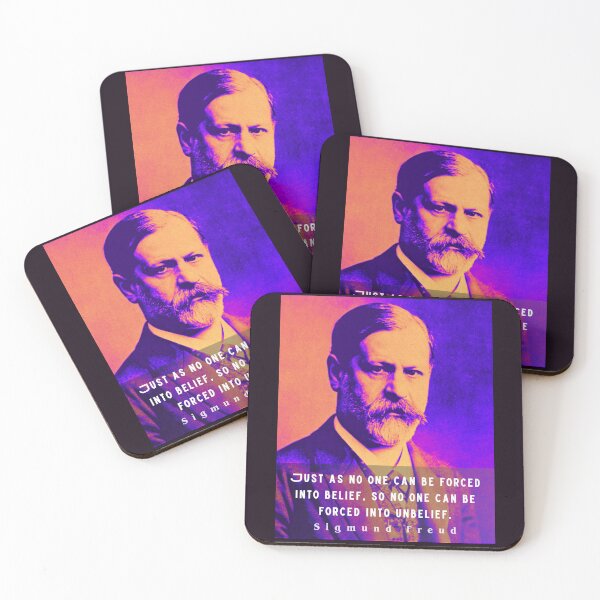 Item preview, Sigmund Freud portrait and quote: Just as no one can be forced into belief.... designed and sold by artbleed.