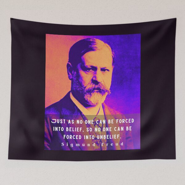 Item preview, Sigmund Freud portrait and quote: Just as no one can be forced into belief.... designed and sold by artbleed.