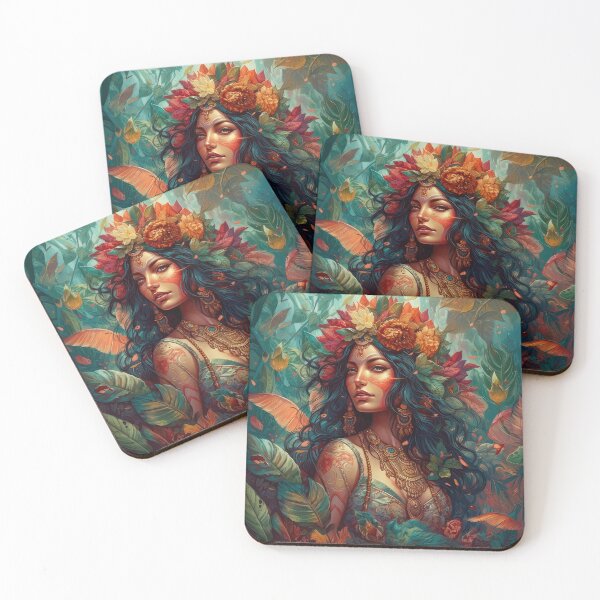 Item preview, Goddess of the Tropics: Stunning Digital Art with Intricate Floral Body Art inspired by Indian Henna Designs designed and sold by ThatsTheStyle.