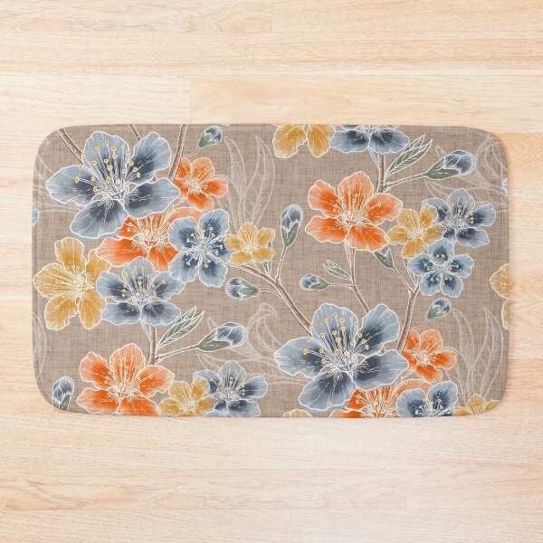 Item preview, New Romantic Watercolor floral pattern, linen texture designed and sold by Katj-A-Studio.