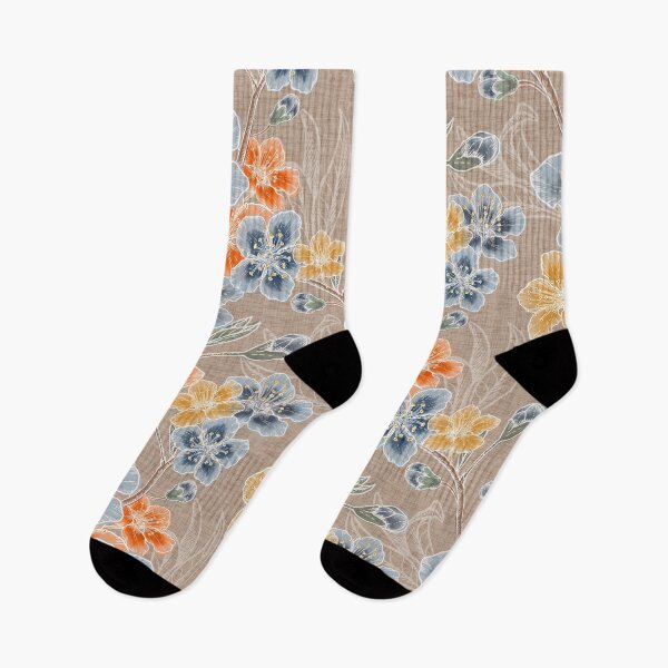 Item preview, New Romantic Watercolor floral pattern, linen texture designed and sold by Katj-A-Studio.