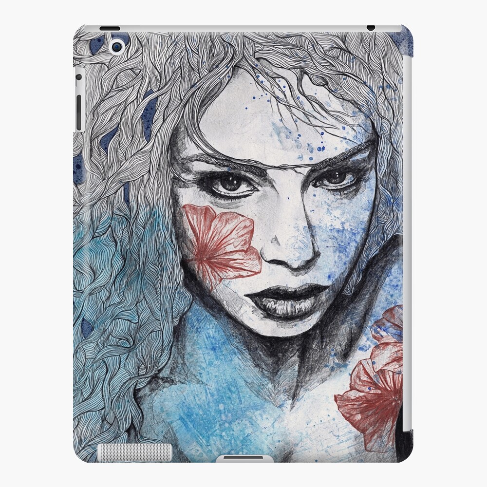 No Hope In Sight Tattoo Flower Girl Portrait Urban Art Pencil Drawing Ipad Case Skin