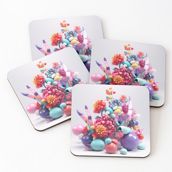 Item preview, Colorful flower sculpture 3 in pastel designed and sold by PoppinArtFox.