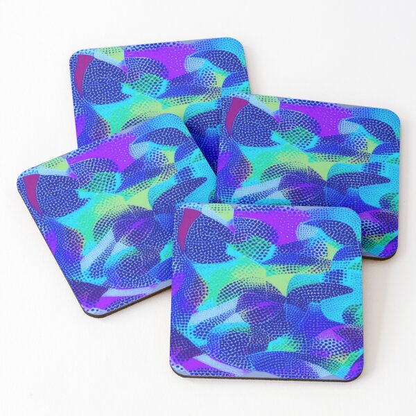 Item preview, abstraction irregular shapes overlapping blue ribbons fashionable colors designed and sold by JaroDesign2023.