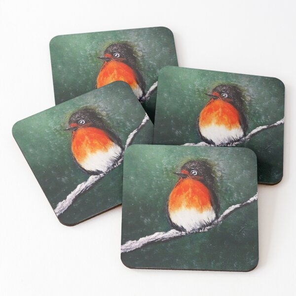Item preview, QUIRKY HAND PAINTED ROBIN ON SNOWY BRANCH designed and sold by mymumsart.
