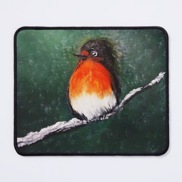 Item preview, QUIRKY HAND PAINTED ROBIN ON SNOWY BRANCH designed and sold by mymumsart.