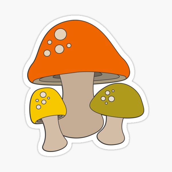 Retro Mushroom Trio Sticker