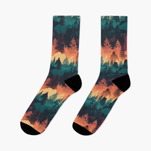 Item preview, Abstract wild forest design sunset pattern retro orange blue green designed and sold by YeKnot.