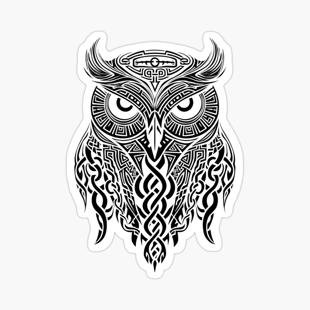 Drawing an Owl in a Cool Tribal Tattoo Design Style - YouTube