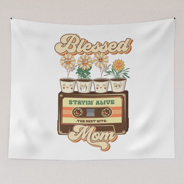 Item preview, Mothers day plant  lover groovy cassette Blessed mom designed and sold by HomeCoquette.