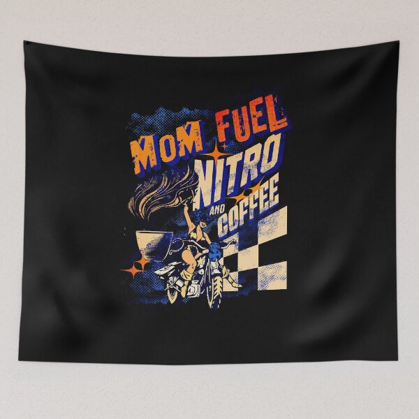 Item preview, Mom Fuel Nitro And Coffee Racing Caffeinated Coffee Drinker Caffeine Motorcycle Checker Flag Mama Mother Funny Cute  designed and sold by CarantinedChaos.