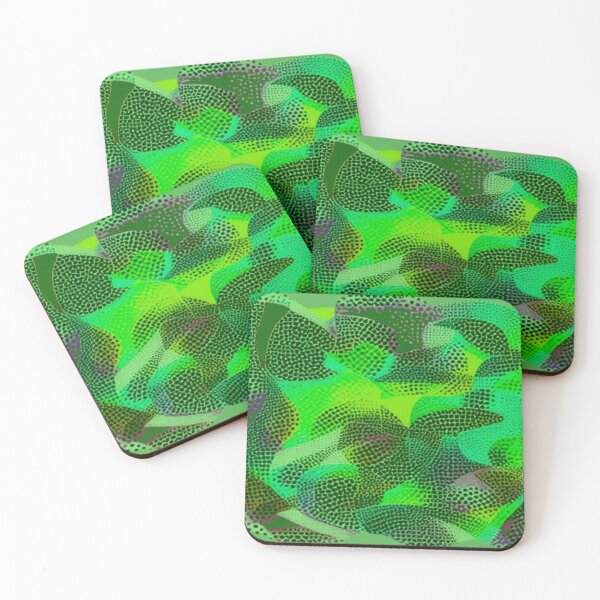 Item preview, abstraction irregular shapes dots overlapping green ribbons colors designed and sold by JaroDesign2023.