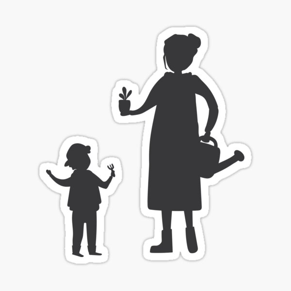 Heartfelt Mother's Day Silhouette - Garden Embrace Sticker