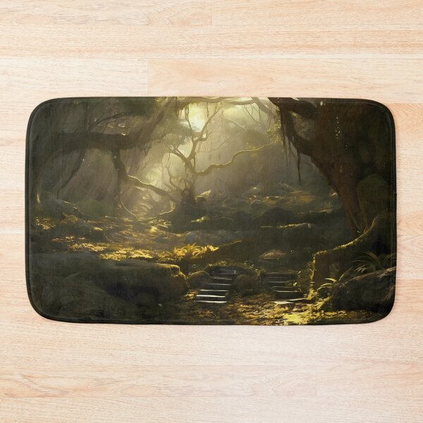 Item preview, Nature's Sanctuary: Golden Light Filtering Through Enigmatic Boughs and Rugged Stairways designed and sold by MonsterMatt87.