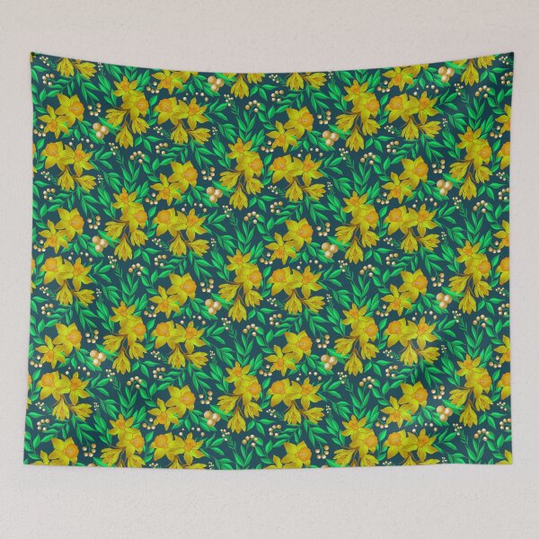 Item preview, Yellow Daffodil Flower - Blue designed and sold by JaselviiStudio.