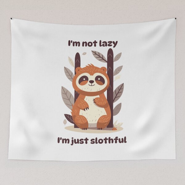 Item preview, I'm not lazy, I'm just slothful funny sloth lovers tshirt print designed and sold by semisoberme.