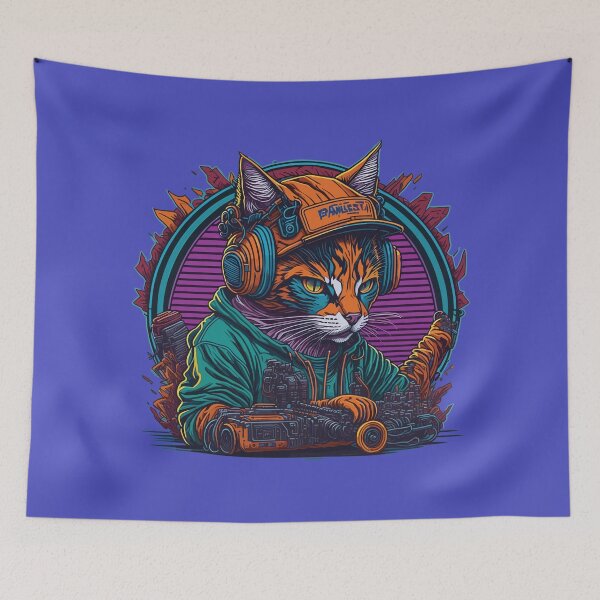 Item preview, Cat Rapper w/ Headphones designed and sold by FiaFiaPress.