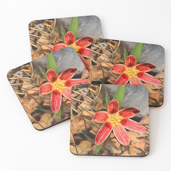 Item preview, Red Rain Lilly Rose Zephyranthes Flower Poly Art designed and sold by CommandoCrane.