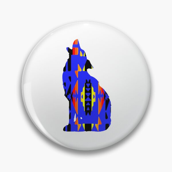 Item preview, Blue / Fire Colors / Black Native Print Wolf designed and sold by JMWCD.