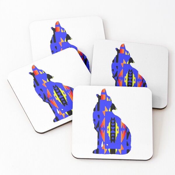 Item preview, Blue / Fire Colors / Black Native Print Wolf designed and sold by JMWCD.