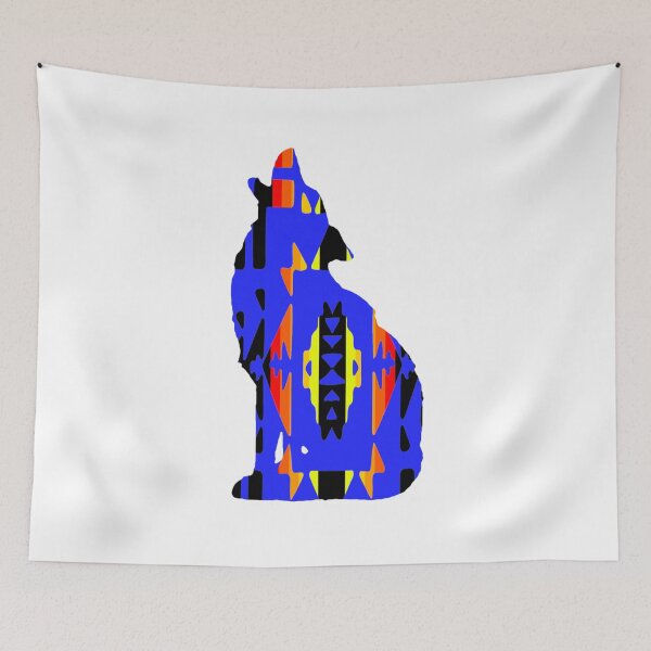 Item preview, Blue / Fire Colors / Black Native Print Wolf designed and sold by JMWCD.