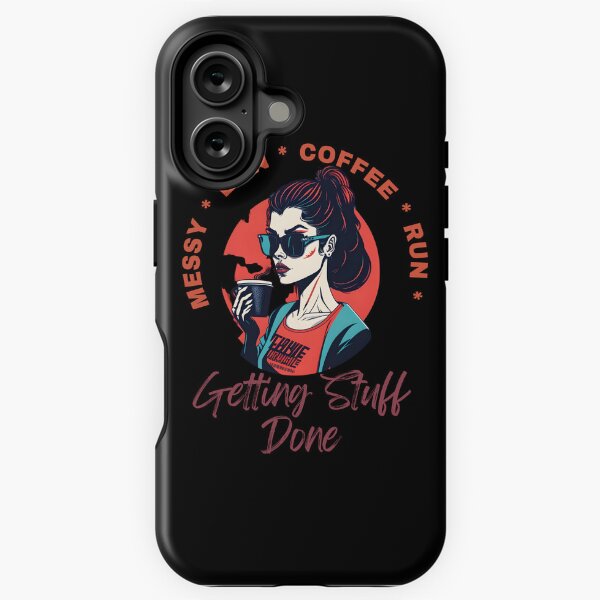 Vista previa del artículo con la obra «Messy Bun Coffee Run y Getting Things Done - Coffeeshop, Chaos, and Productivity», diseñado y vendido por Chromatic-Art.