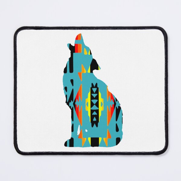 Item preview, Turquoise / Fire Colors / Black Native Print Wolf designed and sold by JMWCD.