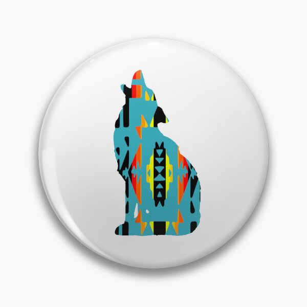 Item preview, Turquoise / Fire Colors / Black Native Print Wolf designed and sold by JMWCD.