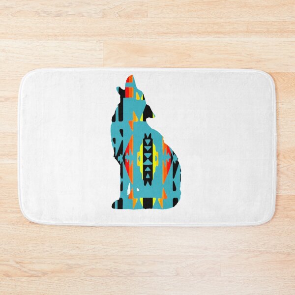 Item preview, Turquoise / Fire Colors / Black Native Print Wolf designed and sold by JMWCD.