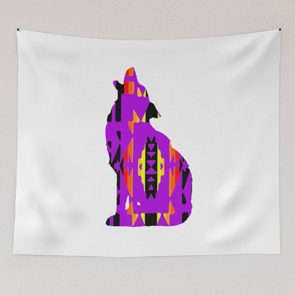 Item preview, Purple / Fire Colors / Black Native Print Wolf designed and sold by JMWCD.
