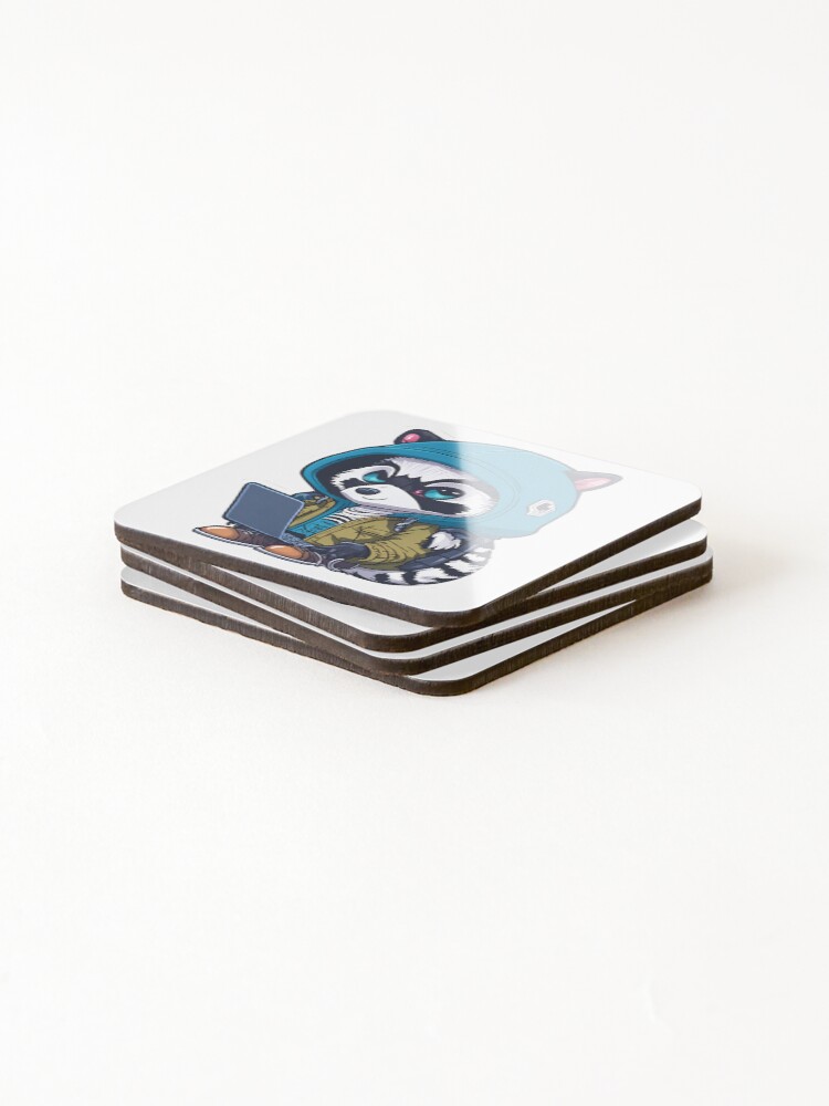 Thumbnail 4 of 5, Coasters (Set of 4), Computer Hacking - Powered by Racoon! designed and sold by mukraker.
