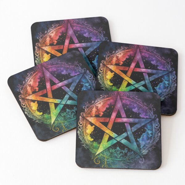 Item preview, Pagan Rainbow Goth Pentacle - Wiccan Colorful Pentagram designed and sold by MoonBohemian.