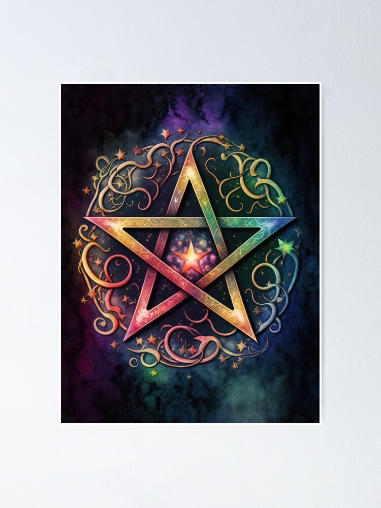 Pagan Rainbow Goth Pentacle - Wiccan Colorful Pentagram Poster for Sale by  MoonBohemian | Redbubble