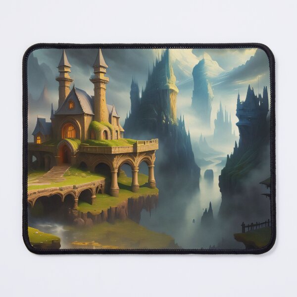 Item preview, fantasía paisaje arte plantas verdes con casa y reino de hielo designed and sold by PosterPalace.