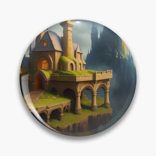 Item preview, fantasy landscape art green plants with home and Ice kingdom designed and sold by PosterPalace.