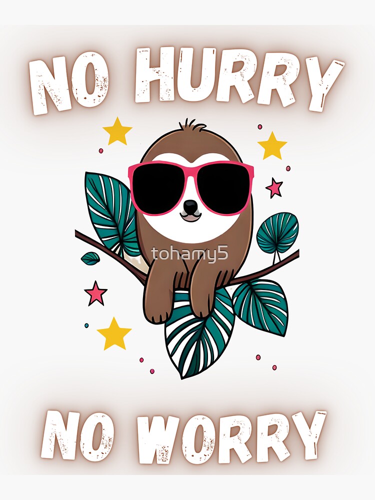 No Hurry No Worries Sloth T-Shirt Funny Lazy Sleepy Gifts