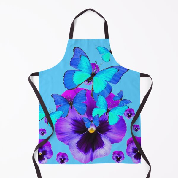 Item preview, BLUE BUTTERFLIES PURPLE PANSY FLOWERS BLUE ART designed and sold by sharlesart.