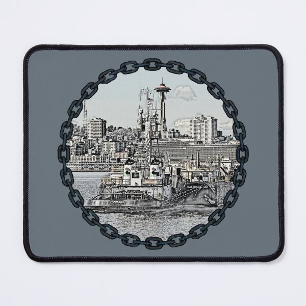 Item preview, Vane Brothers Tug Huson Seattle Skyline Space Needle Sketch color add. designed and sold by Jason Mosley.