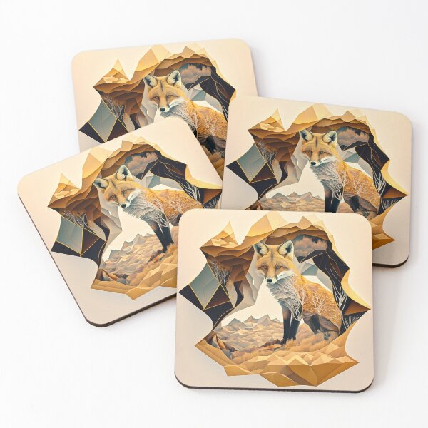 Item preview, Fractal Desert Forest Fox: A Warm and Whimsical Nature Print designed and sold by CraftyGoodGhost.