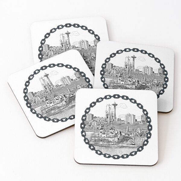 Item preview,  Vane Brothers Tug Huson Seattle Skyline Space Needle Sketch designed and sold by Jason Mosley.