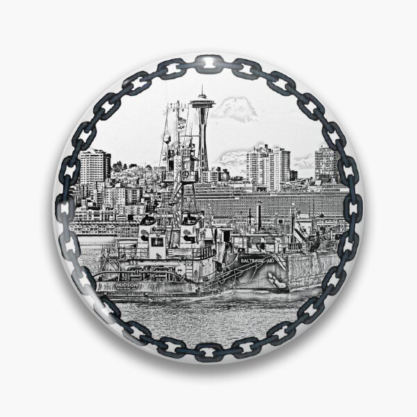 Item preview,  Vane Brothers Tug Huson Seattle Skyline Space Needle Sketch designed and sold by Jason Mosley.