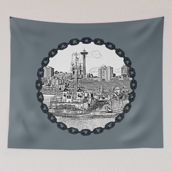 Item preview,  Vane Brothers Tug Huson Seattle Skyline Space Needle Sketch designed and sold by Jason Mosley.