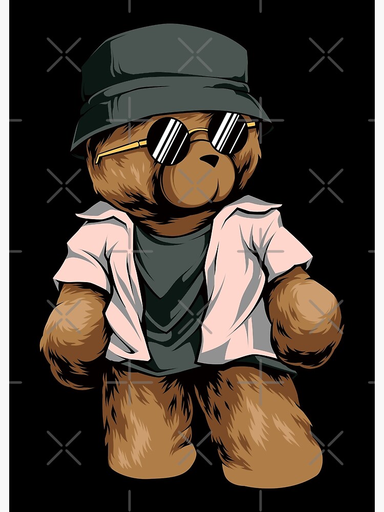 Cute Girl Teddy Bear in Hip Hop Outfit with Baseball · Creative