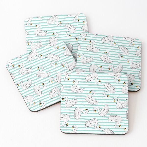 Item preview, Swan Pool Floats - aqua stripe designed and sold by littlearrow.