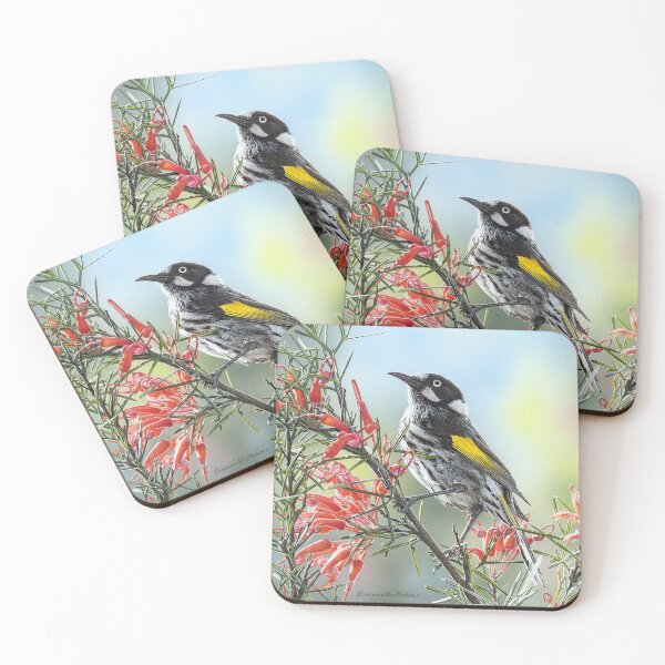 Artikelvorschau, DAS BANKETT (New Holland Honeyeater) entworfen und verkauft von Frances McMahon Watercolour Bird Artist.
