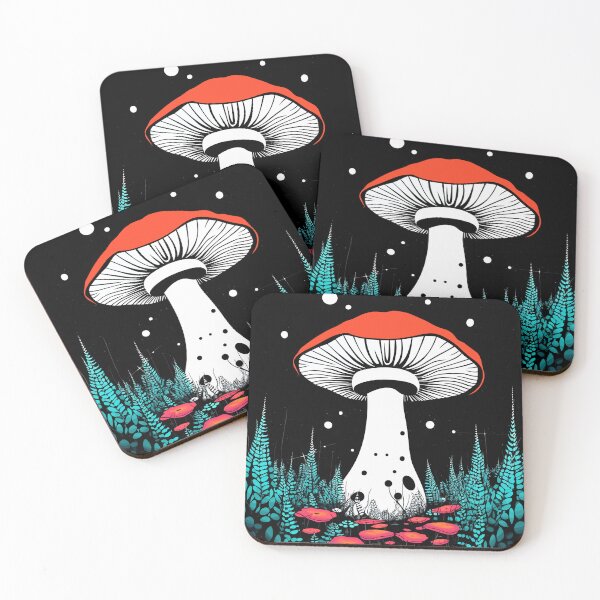Item preview, Dark night mushroom celebration | Starry Mushroom Night | Enchanted Forest Illustration designed and sold by mindexploration.