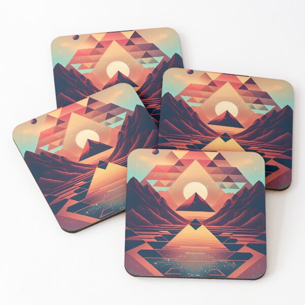 Item preview, 'Golden Geometric Pyramid Sun' Abstract Psychedelic Digital Painting designed and sold by ga-arts.