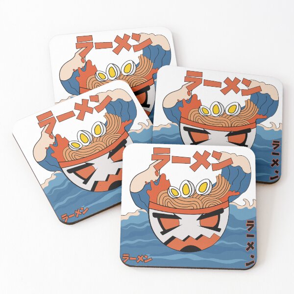 Item preview, Kanagawa Waves and angry bowl of ramen designed and sold by arwaIB.